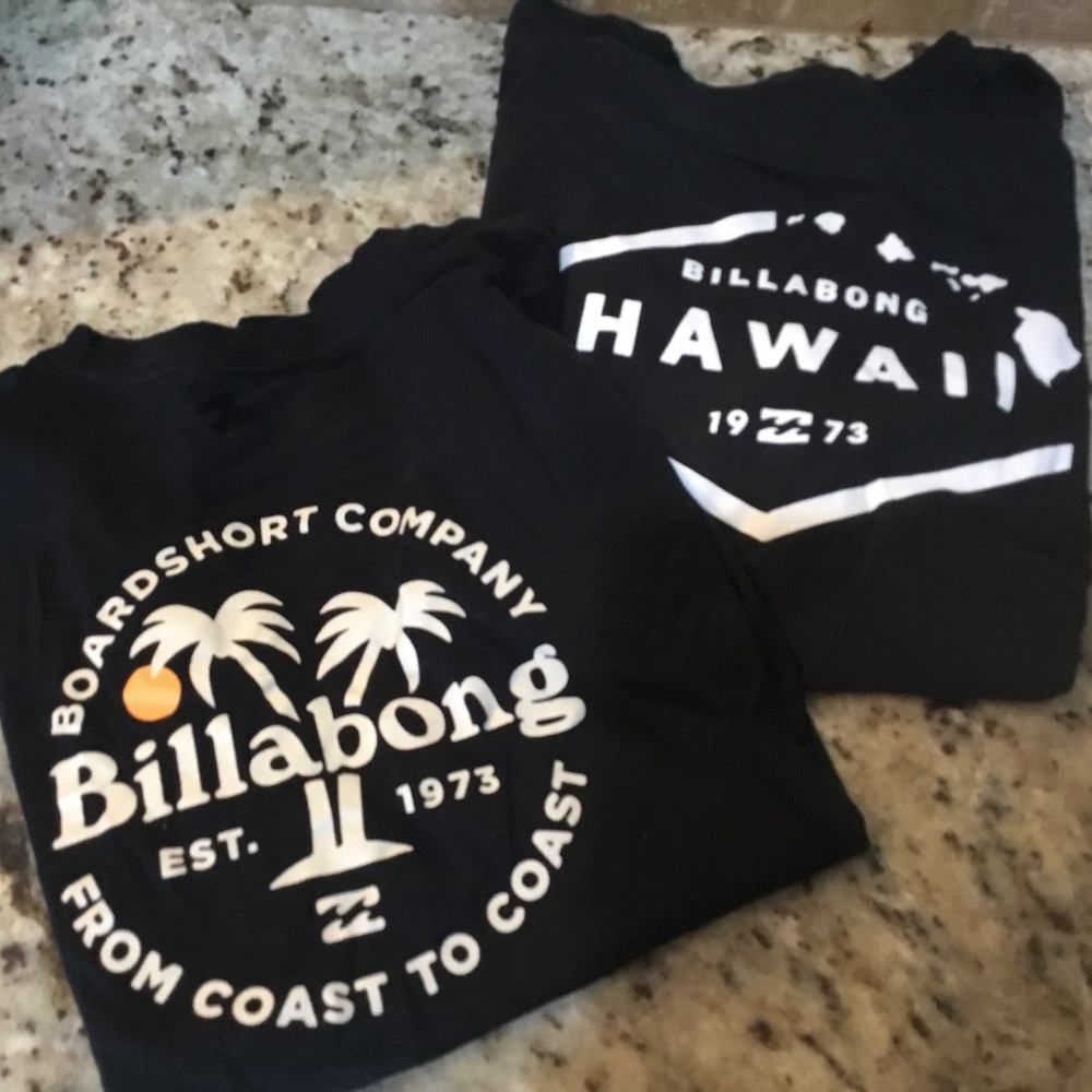 2 Billabong Black short sleeve mens T-shirts size Large